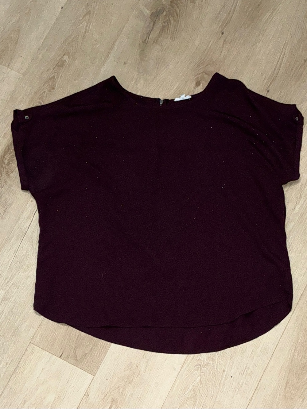 Maurices Short Sleeve Scoop Neck Top - Burgundy